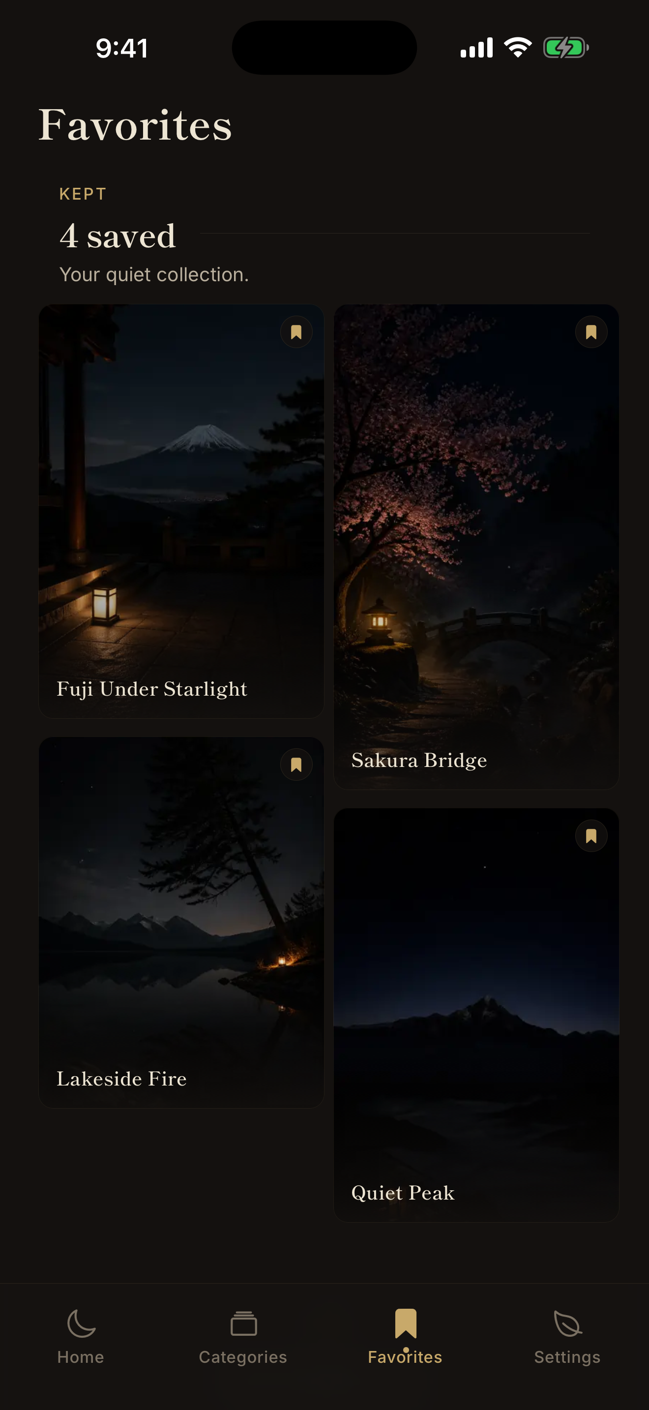 Favorites screen